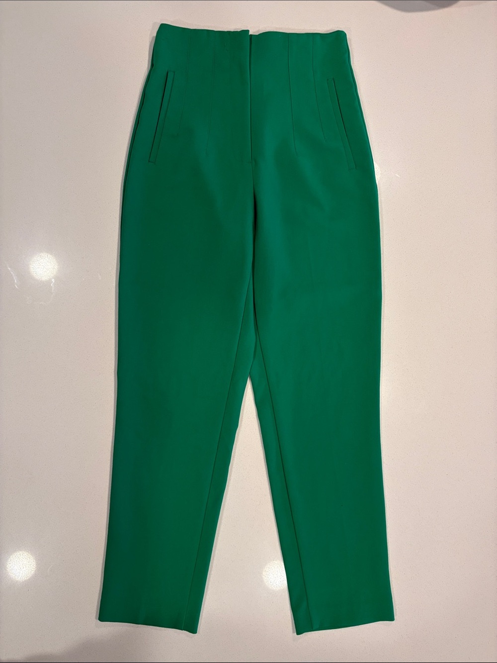 Zara Emerald High-Waist Tapered Trousers